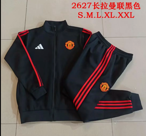 2026-2027 Manchester United Black/Red Soccer Tracksuit Jacket Football Jacket and Pants