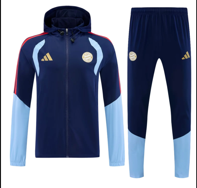 2026-2027 Bayern Munich Dark Blue Soccer Windbreaker Tracksuit Jacket Football Jacket and Pants