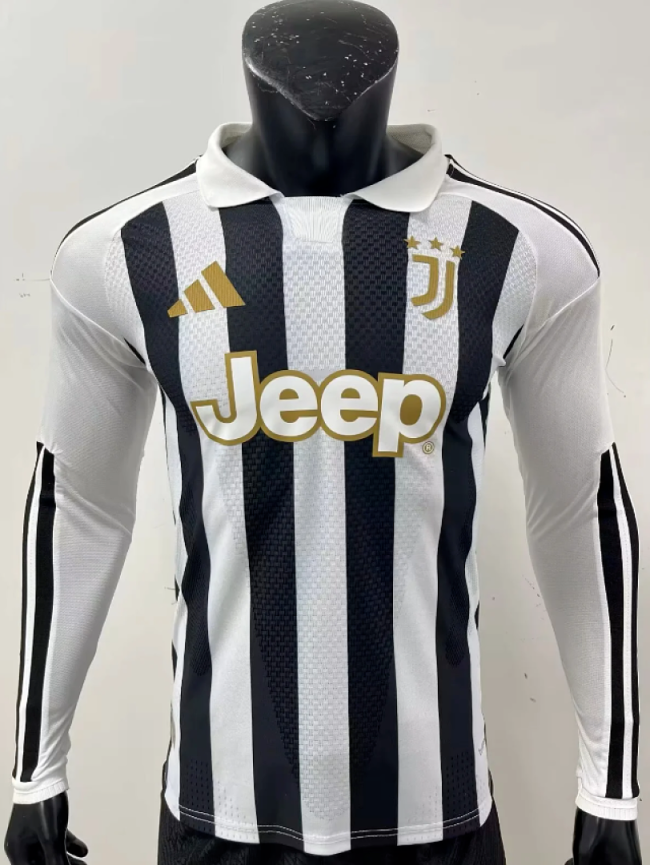 Long Sleeve Maillot Juve Shirt Player Version 2026-2027 Juventus Home Soccer Jersey Juv Football Shirt