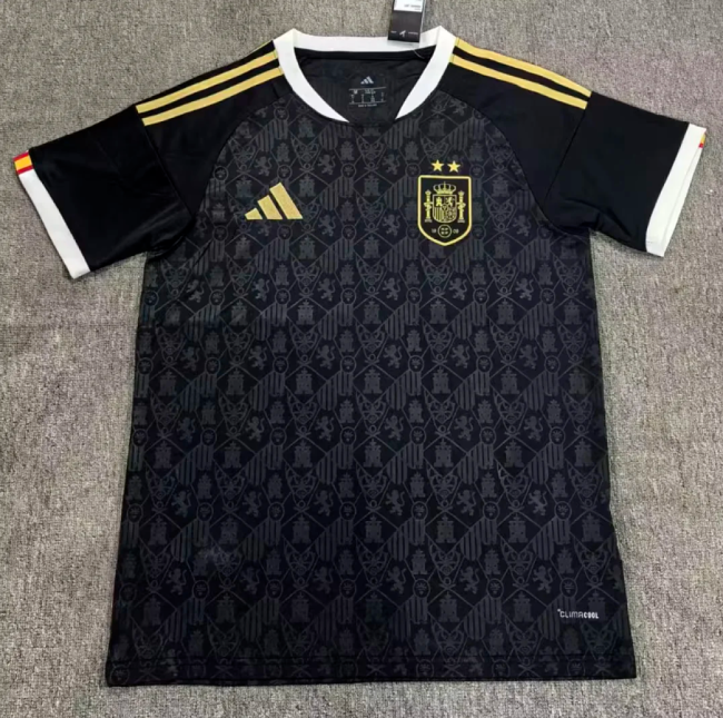 with 2 Stars Fan Version 2026 Spain Black/White Soccer Jersey España Camisetas de Futbol