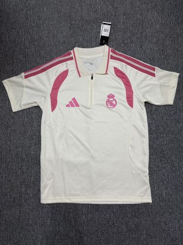 Fan Version 2026-2027 Real Madrid Away White/Pink Soccer Polo