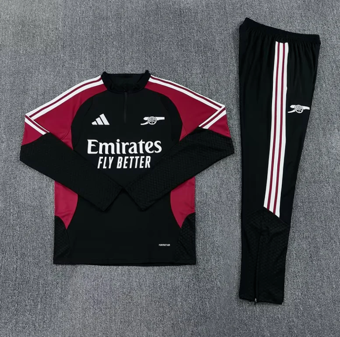 2026-2027 Arsenal Black/Red Soccer Training Sweater and Pants Football Kit