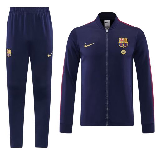2026-2027 Barcelona Dark Blue Soccer Tracksuit Jacket Football Jacket and Pants