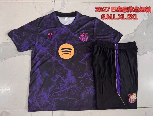 Adult Uniform 2026-2027 Barcelona Black/Purple Soccer Training Jersey and Shorts Football Kits