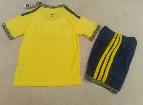 Youth Uniform Kids Kit 2026-2027 Al Nassr Home Soccer Jersey Shorts Riyadh Victory Child Football Set