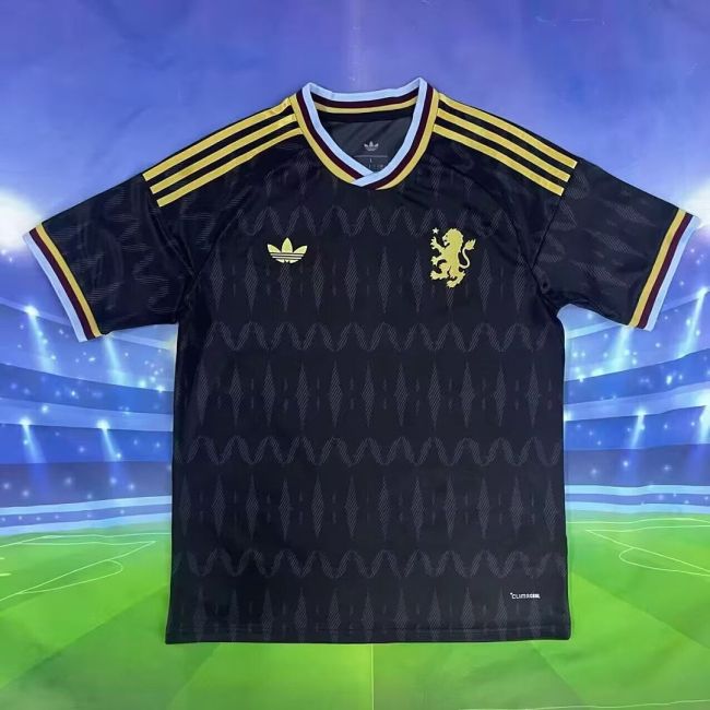 without Sponor Logo Fan Version 2026-2027 Aston Villa Away Black Football Shirt Soccer Jersey
