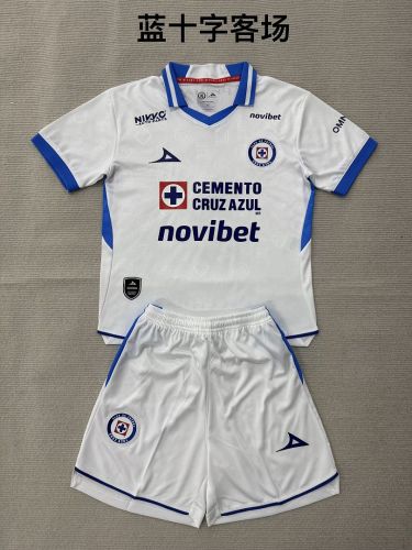 Youth Uniform Kids Kit 2026-2027 Cruz Azul Away White Soccer Jersey Shorts Child Football Set