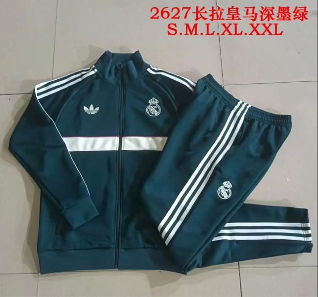 2026-2027 Real Madrid Green Soccer Tracksuit Jacket Football Jacket and Pants