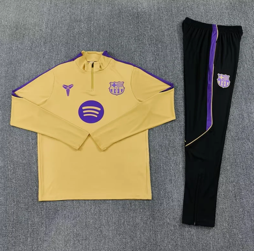 2026-2027 Barcelona Yellow Soccer Training Sweater and Pants Football Kit