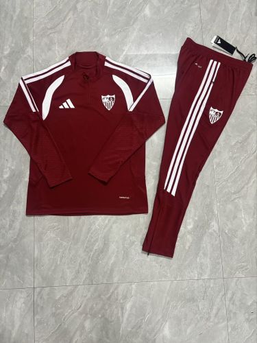 2026-2027 Sevilla Maroon Soccer Training Sweater and Pants Football Kit