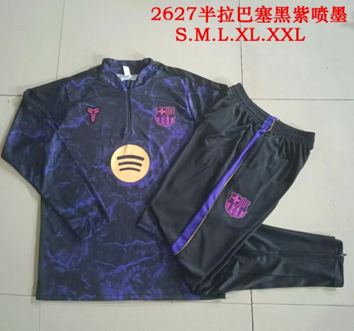 2026-2027 Barcelona Blue/Purple Soccer Training Sweater and Pants Football Kit