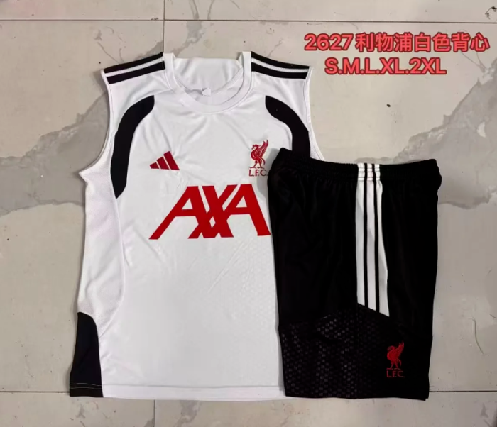 Adult Uniform 2026-2027 Liverpool White/Black Soccer Training Vest and Shorts Football Kits