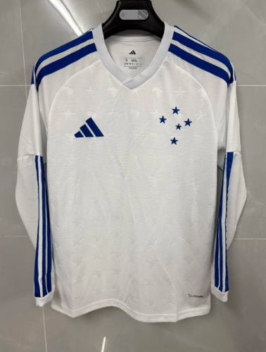 Long Sleeve Fan Version 2026-2027 Cruzeiro Away White Football Shirt Soccer Jersey
