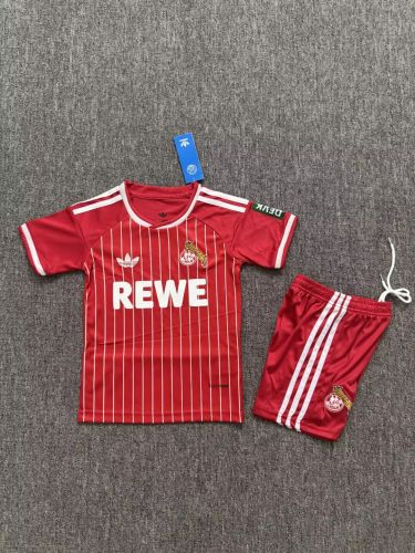 Youth Uniform Kids Kit 2026-2027 Koln Away Red Soccer Jersey Shorts Child Football Set