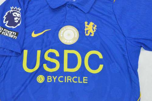 with Sponor Logo+Club World Cup+No room for Racism+EPL Badge Fan Version 2026-2027 Chelsea Home Soccer Jersey Football Shirt