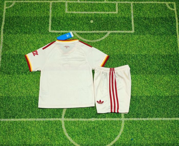 Youth Uniform Kids Kit 2026-2027 As Roma Away Soccer Jersey Shorts Child Football Set