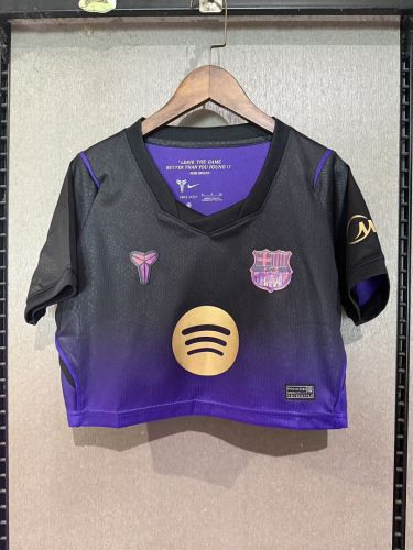 Women 2026-2027 Barcelona Away Black/Purple Crop Soccer Shirt Girl Football Jersey