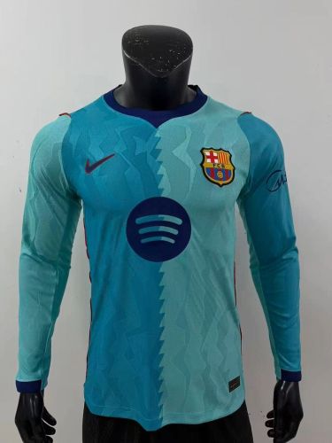 with Midea Logo Long Sleeve Barca Camisetas de Futbol Player Version 2026-2027 Barcelona Third Away Green Soccer Jersey