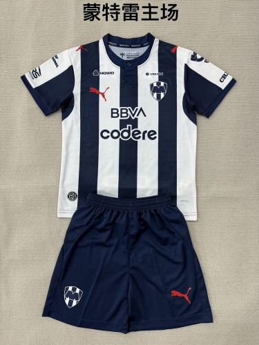 Youth Uniform Kids Kit 2026-2027 Monterrey Home Soccer Jersey Shorts Child Football Set