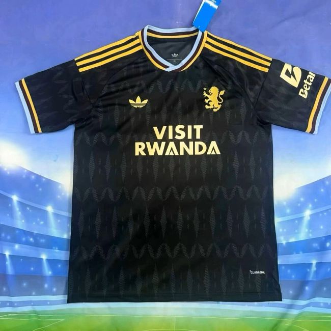 with Sponor Logo Fan Version 2026-2027 Aston Villa Away Black Football Shirt Soccer Jersey