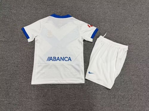 with LALIGA Patch Youth Uniform Kids Kit 2026-2027 Deportivo La Coruña Third Away White Soccer Jersey Shorts Child Football Set