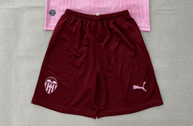 Fan Version 2026-2027 Valencia Third Away Pink Soccer Shorts Football Shorts