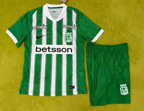 Player Version Youth Uniform Kids Kit 2026-2027 Atletico Nacional Home Soccer Jersey Shorts Child Football Set
