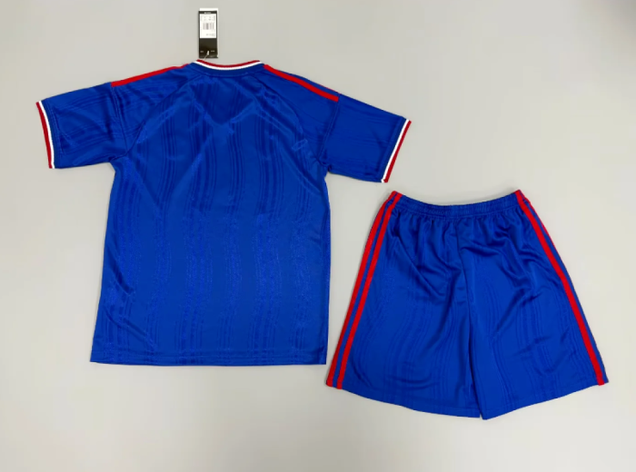 Player Version Youth Uniform Kids Kit 2026-2027 Manchester United Away Blue Soccer Jersey Shorts Child Football Set