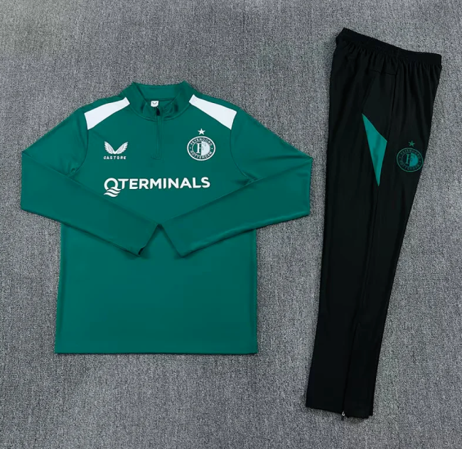 2026-2027 Feyenoord Rotterdam Green Soccer Training Sweater and Pants Football Kit