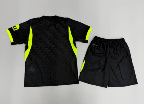 Player Version Youth Uniform Kids Kit 2025-2026 Atletico Madrid Away Black Soccer Jersey Shorts Child Football Set