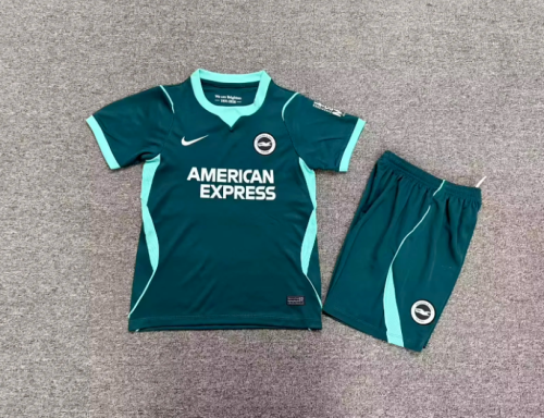 Youth Uniform Kids Kit 2026-2027 Brighton & Hove Albion Third Away Green Soccer Jersey Shorts Child Football Set