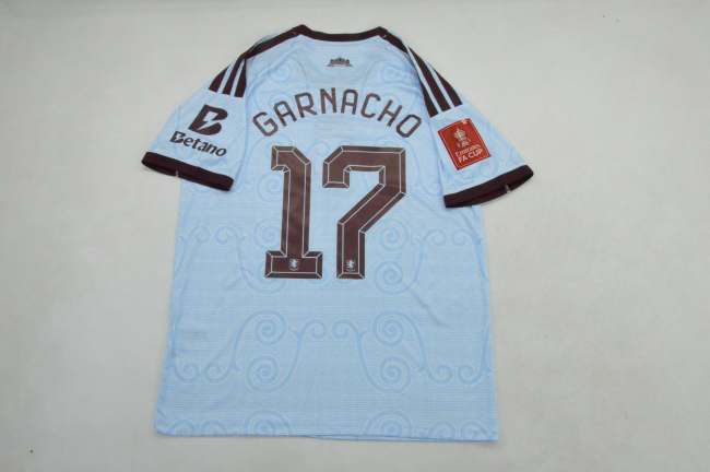 with Sponor Logo+Emirates FA Cup Patch Fan Version 2026-2027 Aston Villa GARNACHO 17 Third Away Football Shirt Soccer Jersey