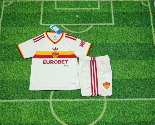 Youth Uniform Kids Kit 2026-2027 As Roma Away Soccer Jersey Shorts Child Football Set