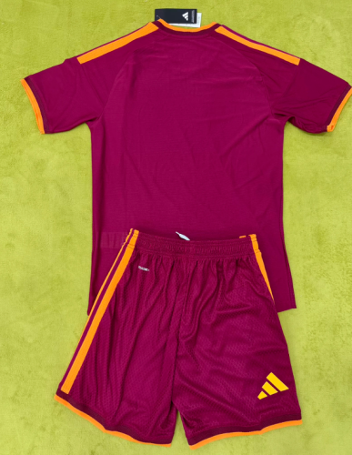 without Sponor Logo Player Version Youth Uniform Kids Kit 2026-2027 As Roma Home Soccer Jersey Shorts Child Football Set