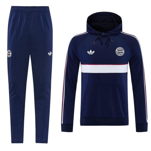 with Caps 2026-2027 Bayern Munich Dark Blue Hoody Soccer Windbreaker Jacket Football Jacket and Pants