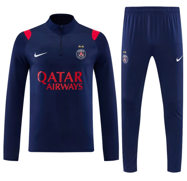 2026-2027 PSG Dark Blue Soccer Training Sweater and Pants Football Kit