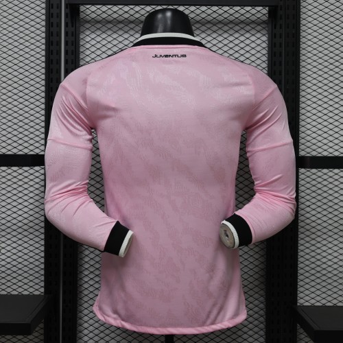Long Sleeve Maillot Juve Shirt Player Version 2026-2027 Juventus Away Pink Soccer Jersey Football Shirt