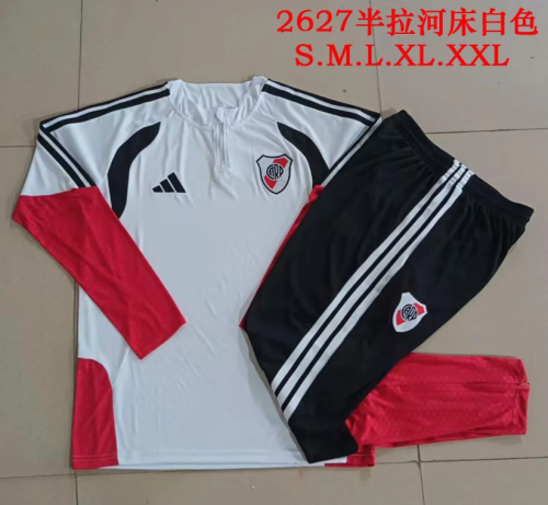 2026-2027 River Plate White Soccer Training Sweater and Pants Football Kit
