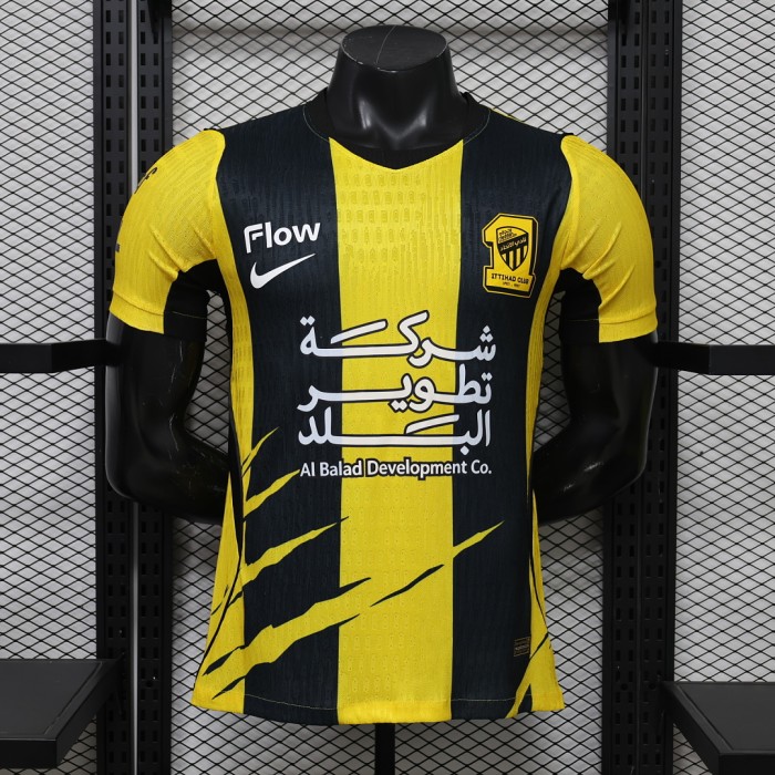 with Sponor Logo Player Version 2026-2027 Al-Ittihad Club Home Soccer Jersey Football Shirt