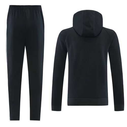 with Caps 2026-2027 Juventus Black Hoody Soccer Windbreaker Jacket Football Jacket and Pants