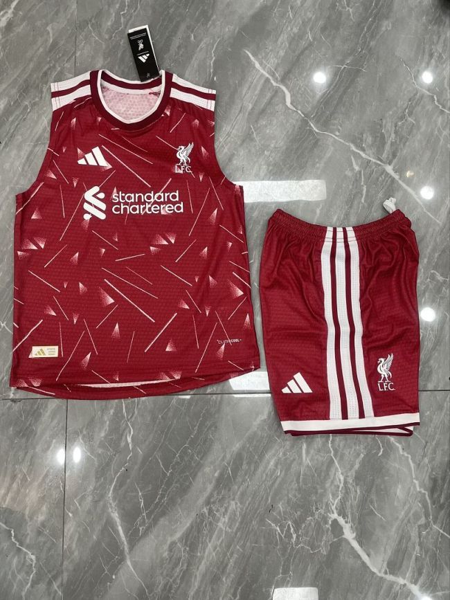 Player Version Youth Uniform 2026-2027 Liverpool Home Soccer Training Vest and Shorts Football Kits
