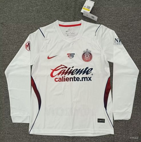 Long Sleeve Fan Version 2026-2027 Chivas Away White Soccer Jersey Football Shirt