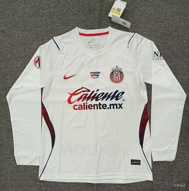 Long Sleeve Fan Version 2026-2027 Chivas Away White Soccer Jersey Football Shirt