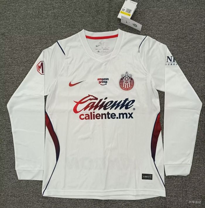Long Sleeve Fan Version 2026-2027 Chivas Away White Soccer Jersey Football Shirt