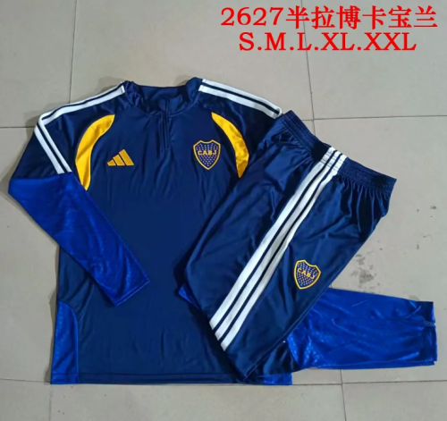 2026-2027 Boca Juniors Dark Blue Soccer Training Sweater and Pants Football Kit