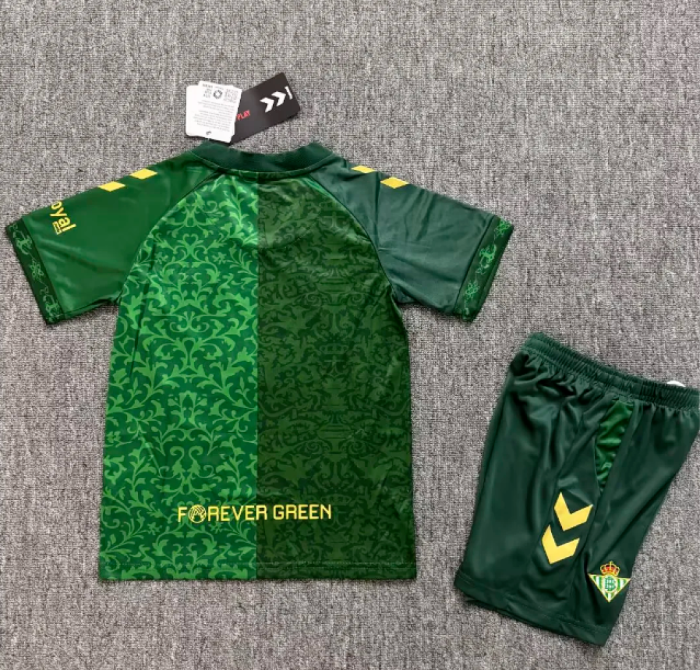 Youth Uniform Kids Kit 2026-2027 Real Betis Away Green Soccer Jersey Shorts Child Football Set
