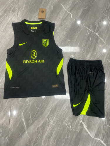 Player Version Youth Uniform 2026-2027 Atletico Madrid Away Black Soccer Training Vest and Shorts Football Kits