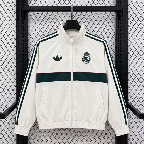 2026-2027 Real Madrid White/Green Soccer Windbreaker Jacket Football Jacket
