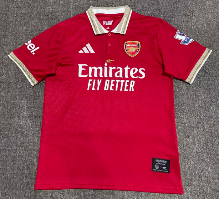 with EPL Patch Fan Version 2026-2027 Arsenal Red Soccer Polo Football Shirt