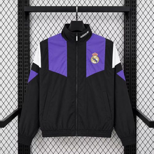 2026-2027 Real Madrid Black/Purple Soccer Windbreaker Jacket Football Jacket